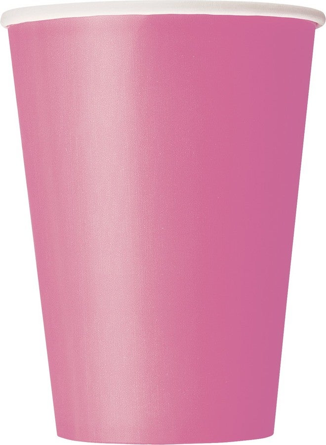 Unique Party Plain Hot Pink Disposable Paper Cups - 12 oz, Pack of 10 - Ideal for Parties, Picnics, & All Occasions - Image 1